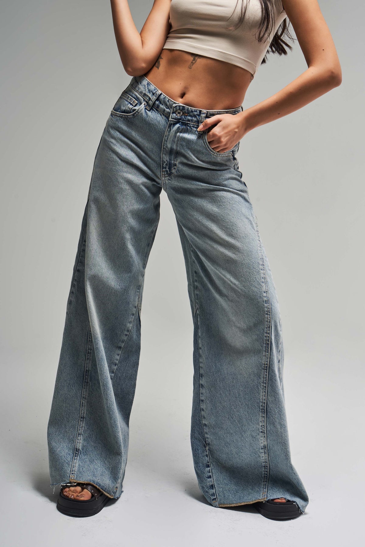 Palazzo Denim - Light Blue - jeans 100% Cotton