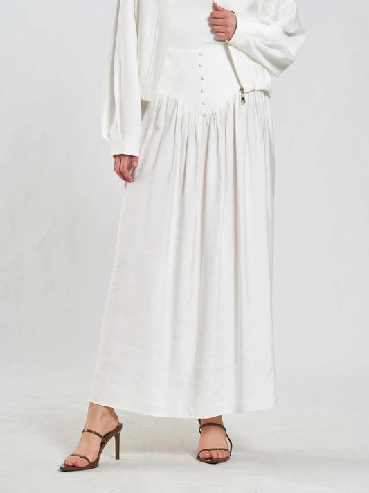 Ivory Corset-Waist Occasion Skirt