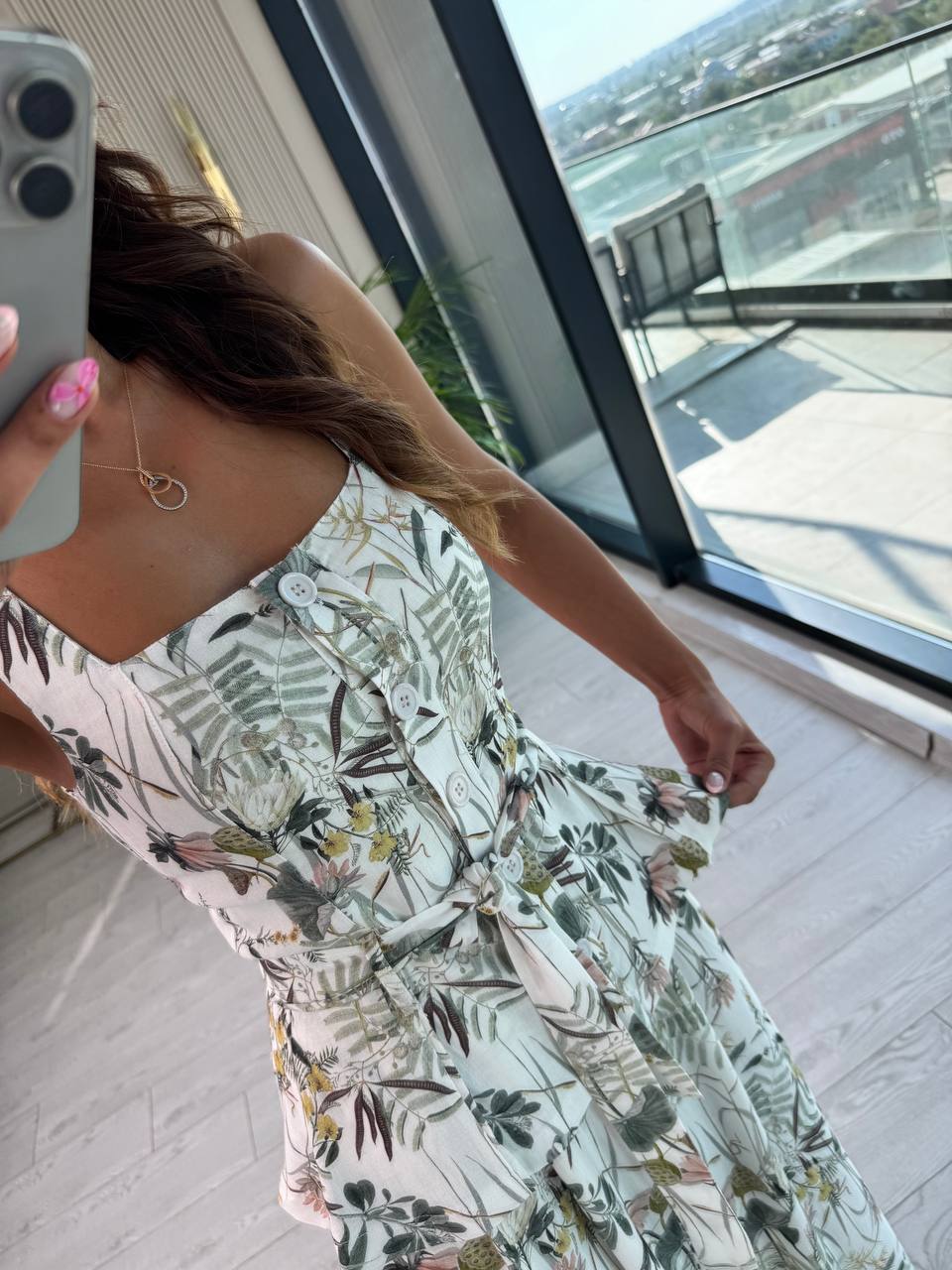 Botanical Print Linen Two-Piece Set