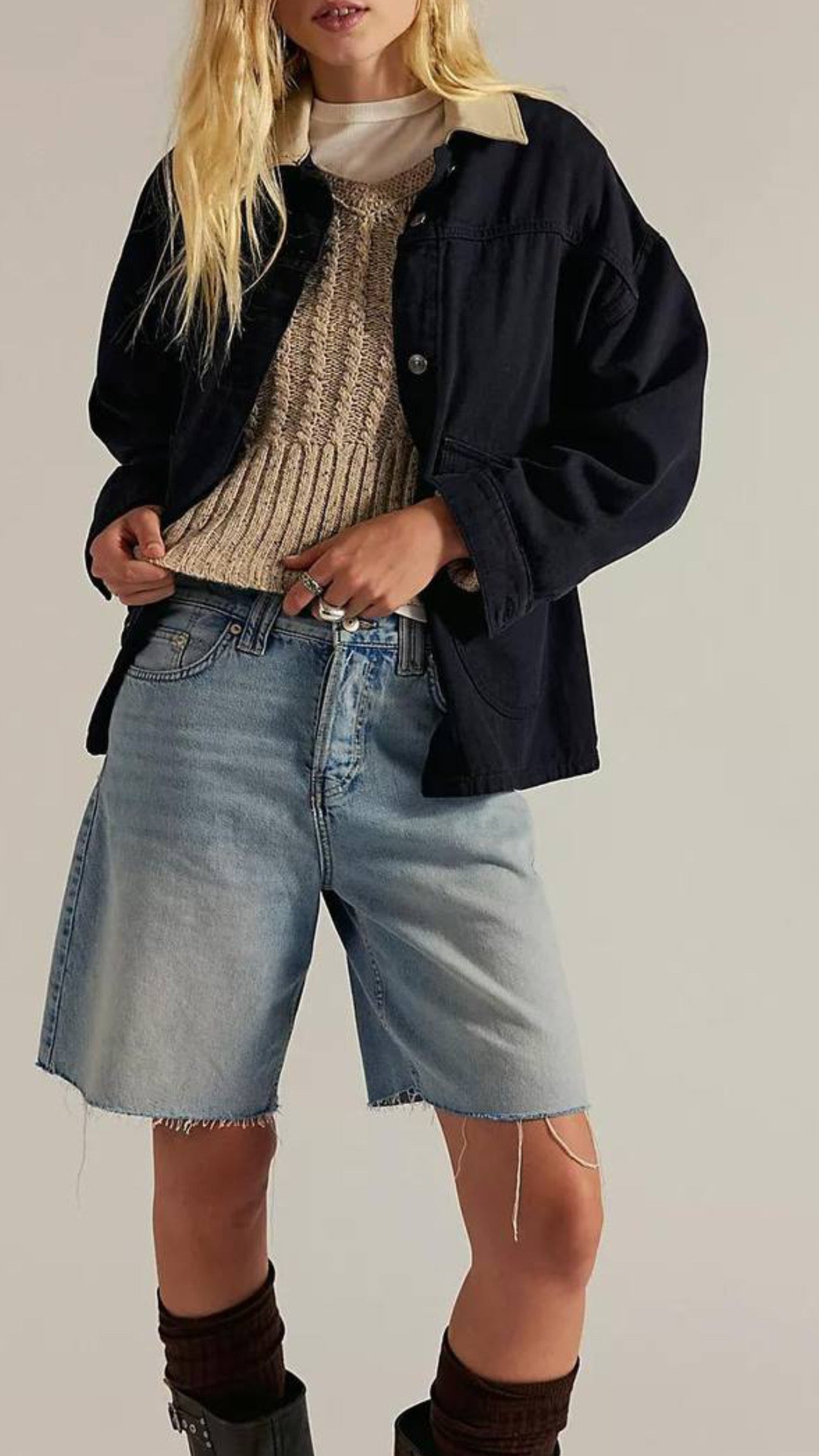 City Sleek Tailored Bermuda Shorts Denim