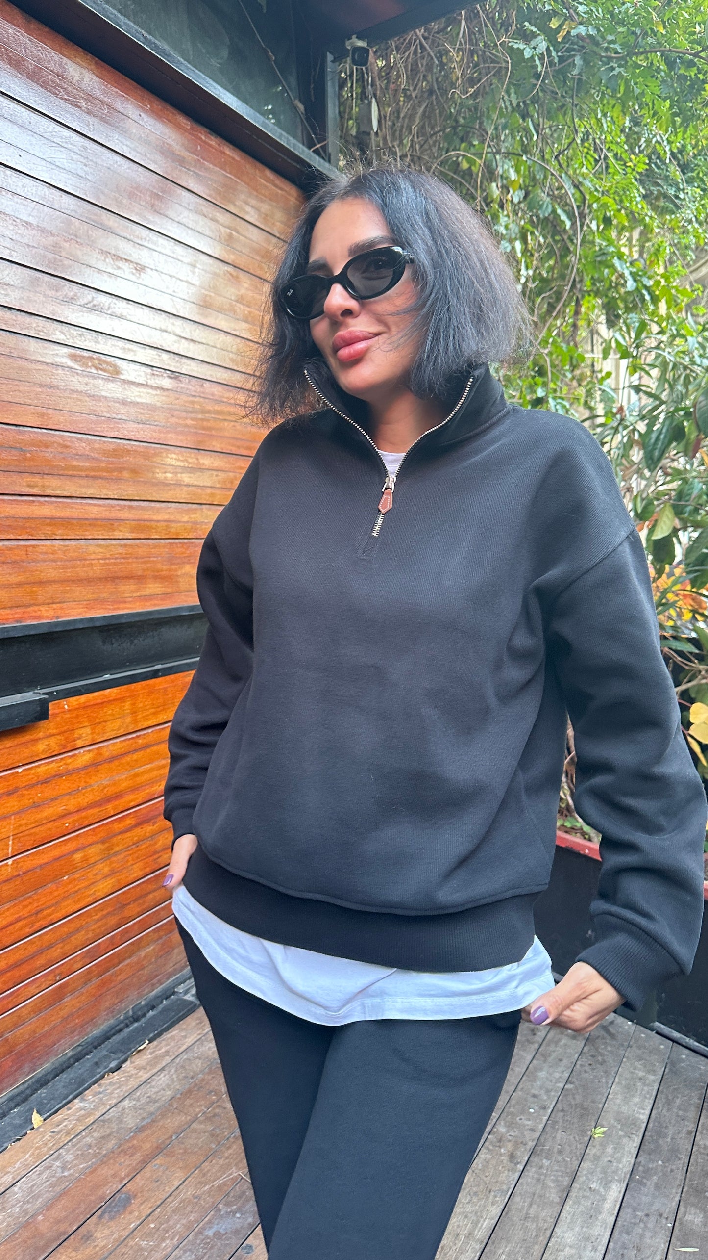 Sweatsuit Black Color - Elastic Waist