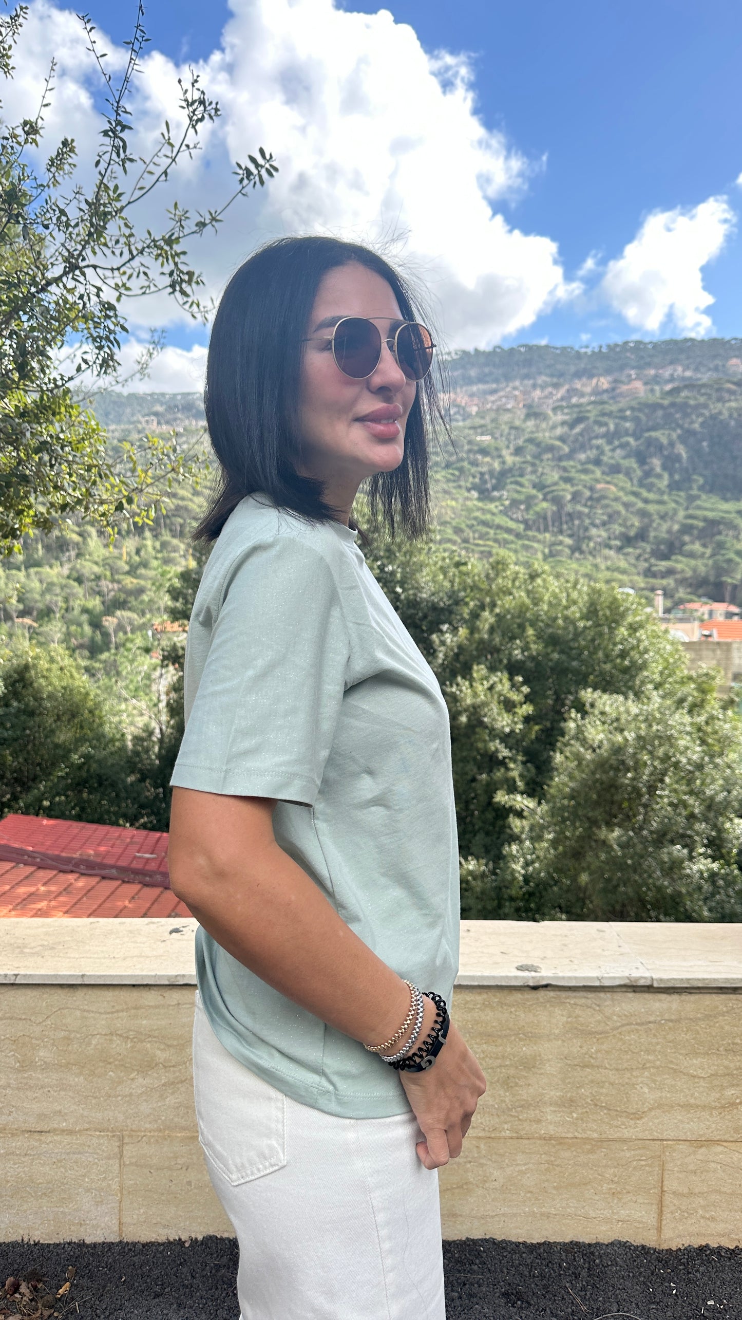 This sage green shirt glitter finish is everything✨