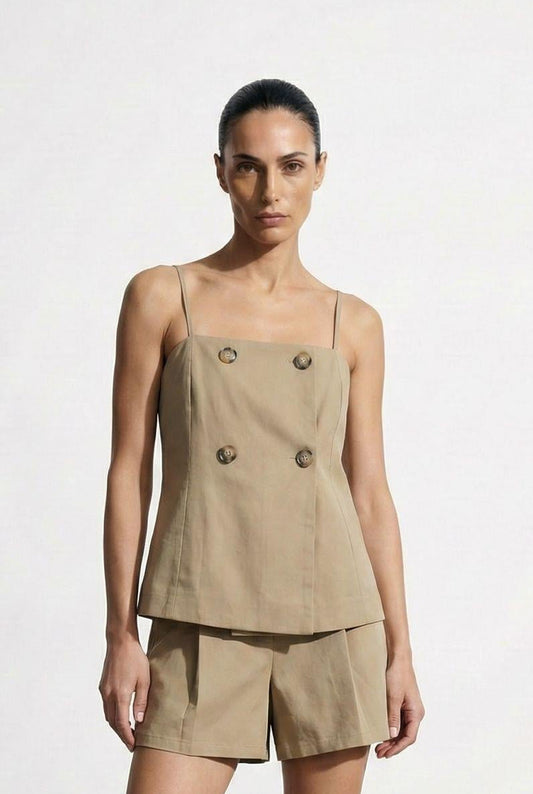 Double-Breasted Tailored Camisole Top