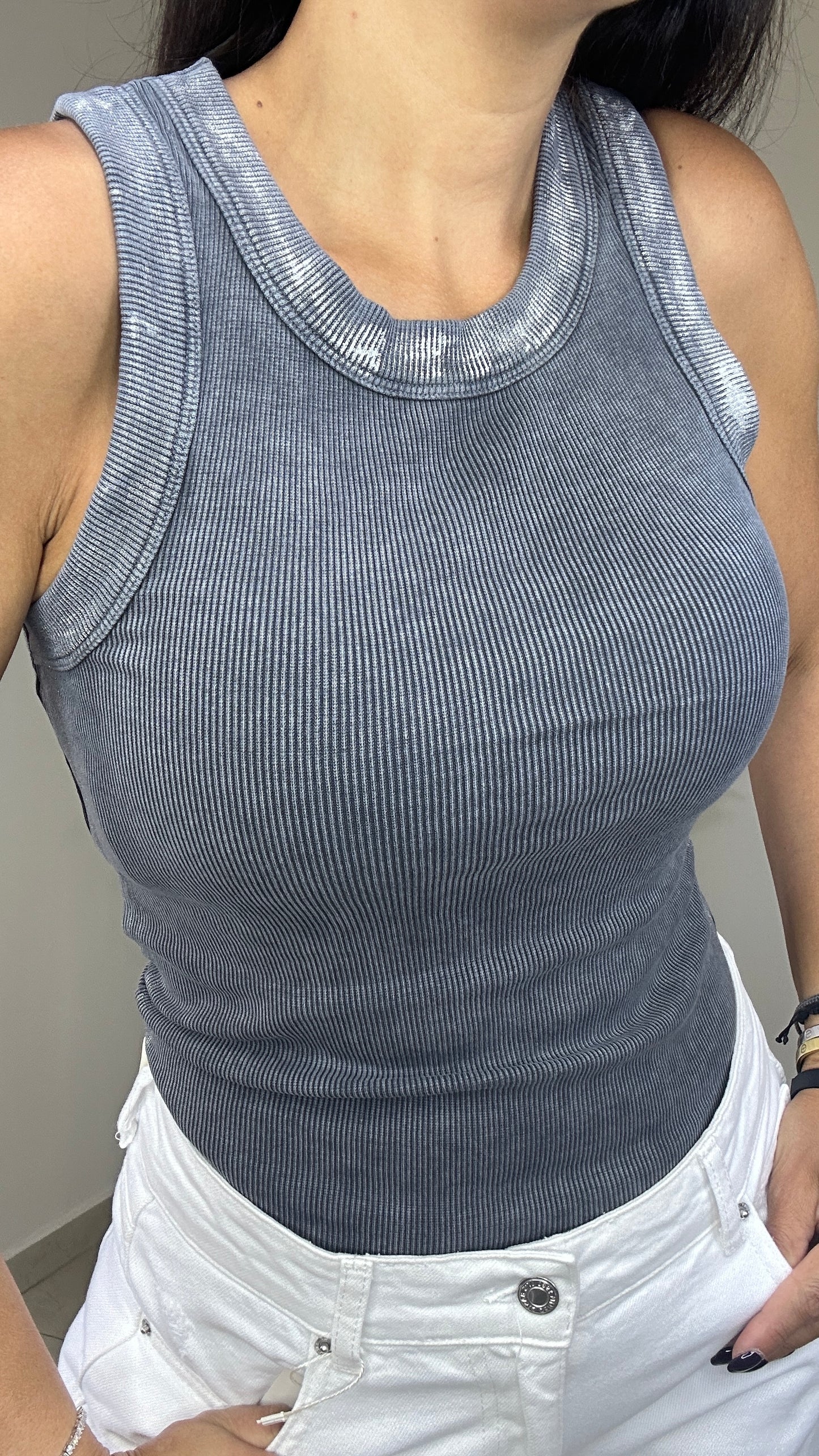 Washed Grey - I-shirt - one size Fit S to M