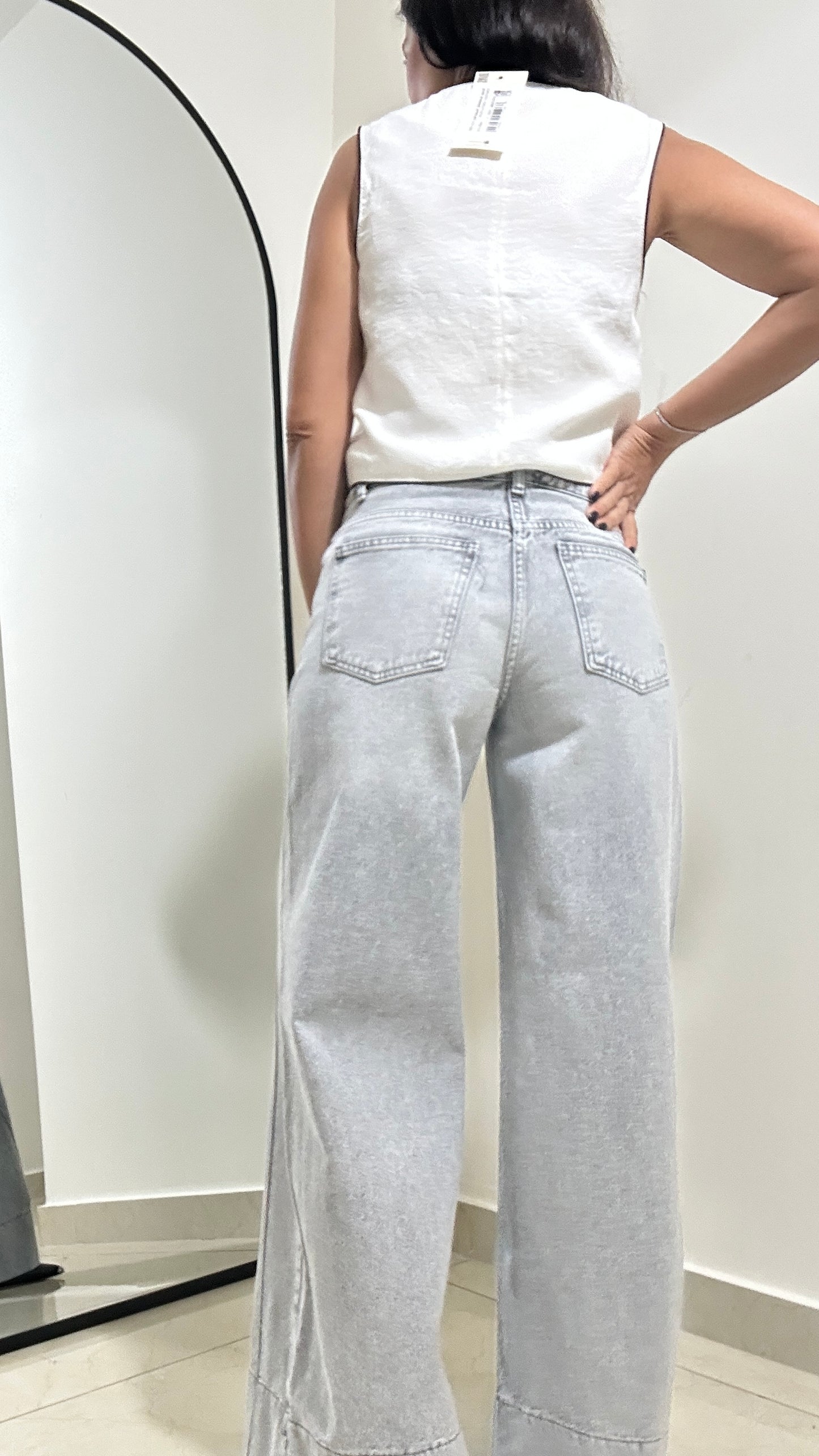 Grey Denim Jeans - Palazzo -