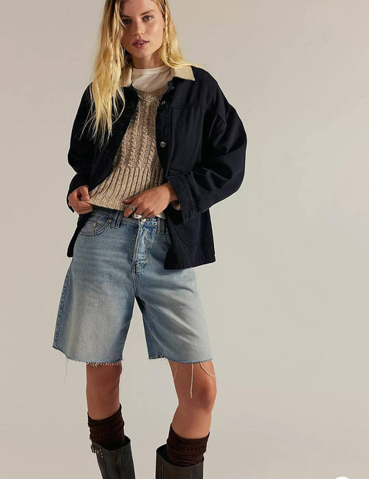 City Sleek Tailored Bermuda Shorts Denim