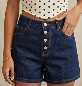 Retro Vibes Button-Front Denim Shorts