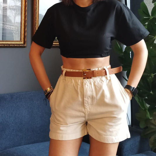 High-Waisted Shorts – Beige
