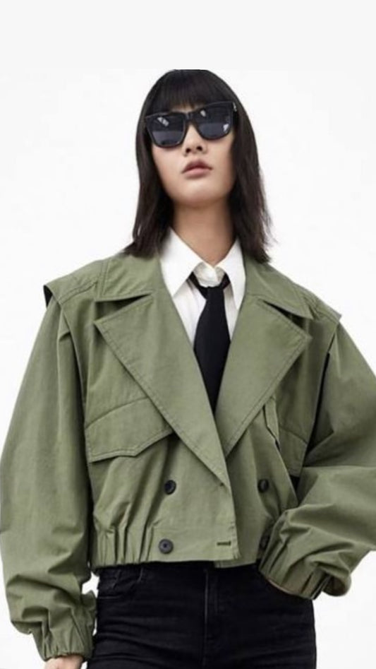 Bomber Crop Jacket – Khaki