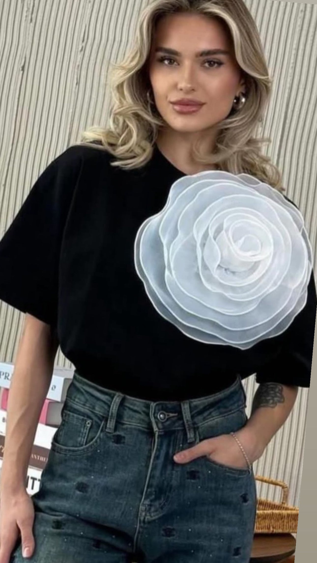 Oversized Floral Appliqué Tee
