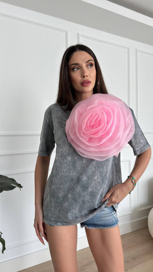 Oversized Floral Appliqué Tee