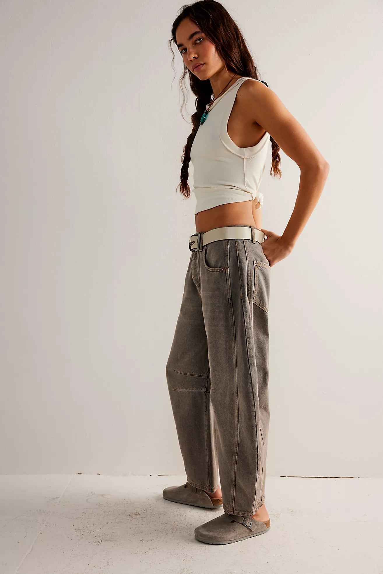 Taupe Barrel Jeans