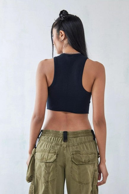 Essential Ribbed Crop Top – Black