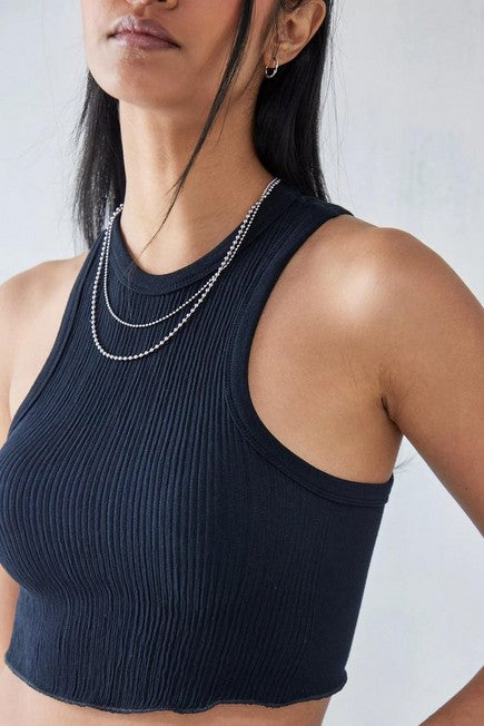 Essential Ribbed Crop Top – Black
