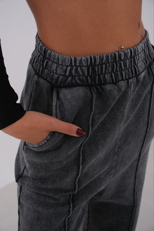 Washed Grey Flare Sweatpants
