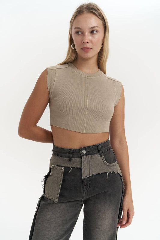Cropped T-Shirt – Washed Grey