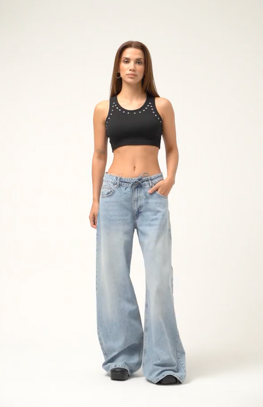 Wide-Leg Denim Jeans